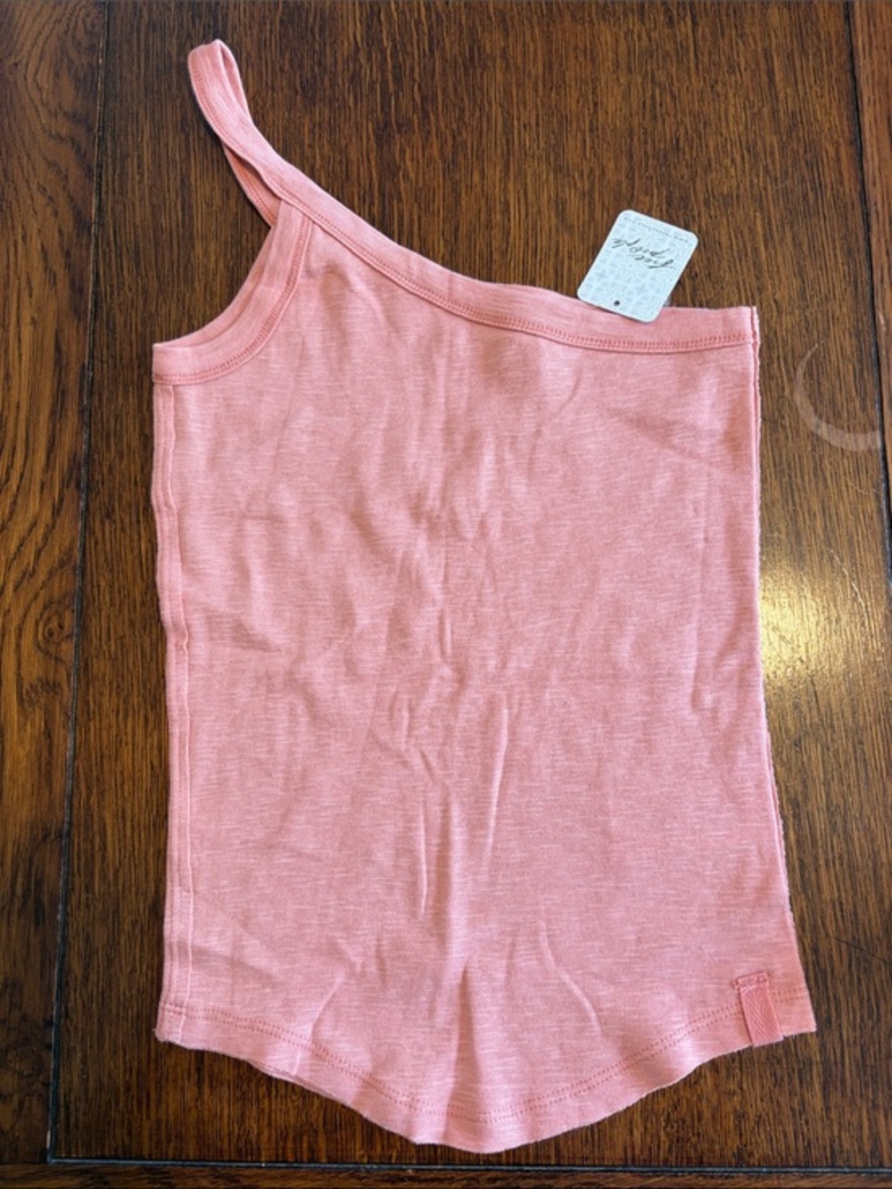 Free People One-Shoulder Pink coral Tank Top one way or another nwt cotton